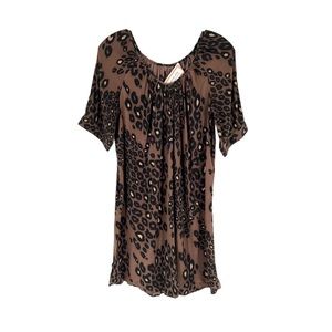 More of Me Silk Maternity Dress Size Medium Black Brown Animal Print Flowy